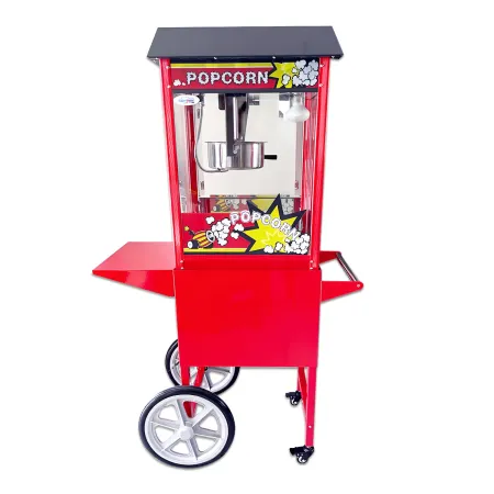 Macchina per Popcorn con Carrello Rosso Professionale Acciaio Modulare