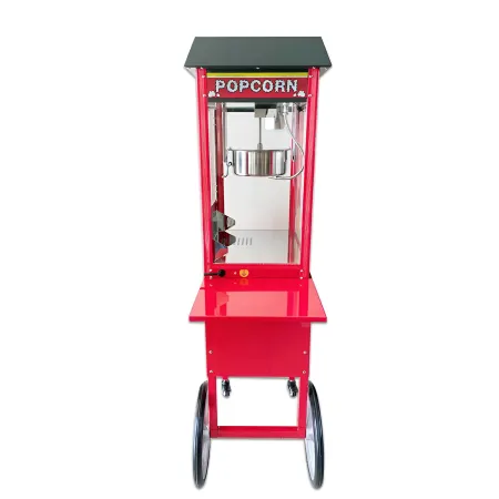 Macchina per Popcorn con Carrello Rosso Professionale Acciaio Modulare