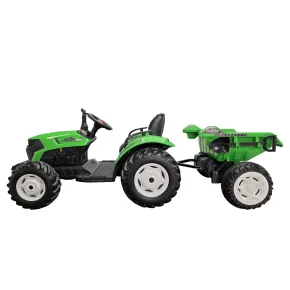 Trattore Elettrico per Bambini 24V con Rimorchio Ribaltabile Verde 2
