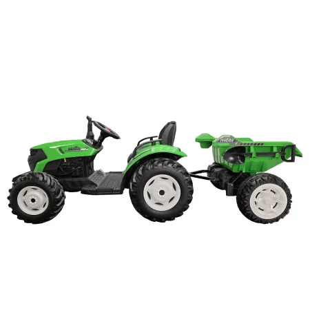 Trattore Elettrico per Bambini 24V con Rimorchio Ribaltabile Verde