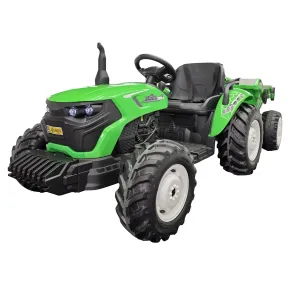 Trattore Elettrico per Bambini 24V con Rimorchio Ribaltabile Verde
