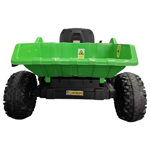 Trattore Elettrico per Bambini 24V con Rimorchio Ribaltabile Verde