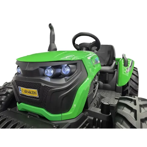 Trattore Elettrico per Bambini 24V con Rimorchio Ribaltabile Verde