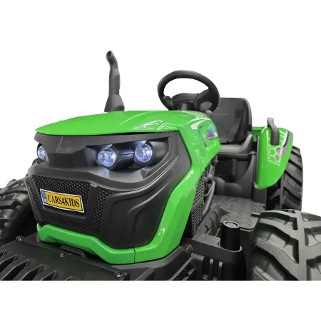 Trattore Elettrico per Bambini 24V con Rimorchio Ribaltabile Verde