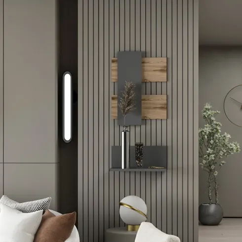 Composizione di Mensole Eleganti Scaffale a Muro con Ripiano da Ingresso