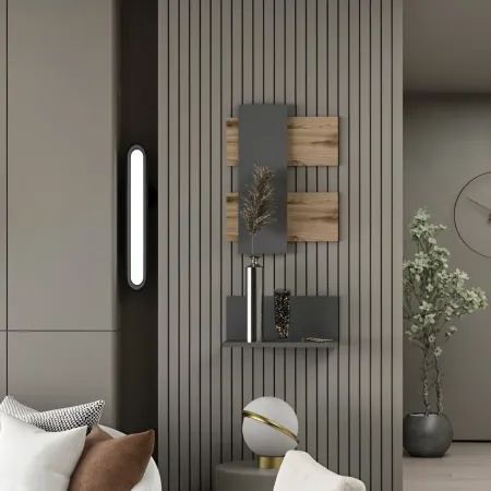 Composizione di Mensole Eleganti Scaffale a Muro con Ripiano da Ingresso