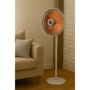 Stufa a Parabola 1000W Oscillante Piantana Fibra di Carbonio Bianco 2