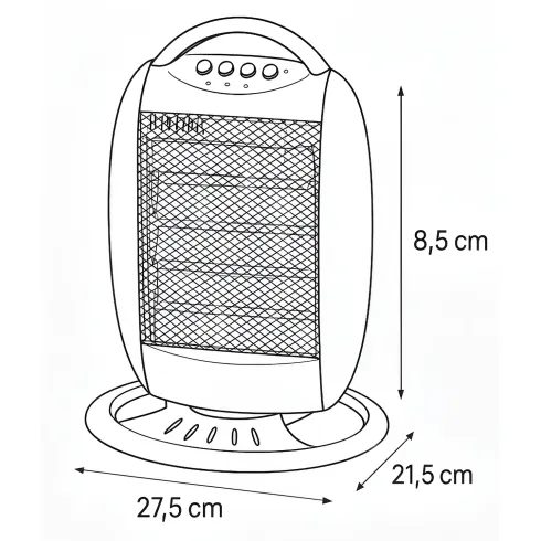 Stufa Elettrica Alogena Oscillante 1200W Compatta 3 Livelli Grigio