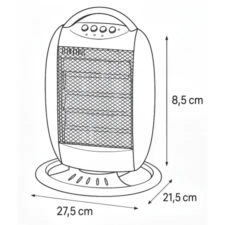 Stufa Elettrica Alogena Oscillante 1200W Compatta 3 Livelli Grigio