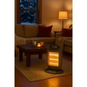 Stufa Elettrica Alogena Oscillante 1200W Compatta 3 Livelli Grigio 2