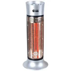 Stufa Alogena a Colonna 900W Compatta Oscillante in Fibra di Carbonio