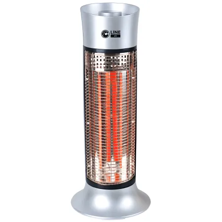 Stufa Alogena a Colonna 900W Compatta Oscillante in Fibra di Carbonio