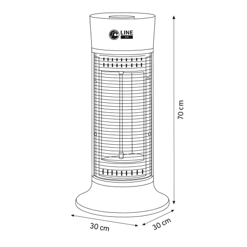 Stufa Alogena a Colonna 900W Compatta Oscillante in Fibra di Carbonio