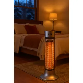 Stufa Alogena a Colonna 900W Compatta Oscillante in Fibra di Carbonio 2