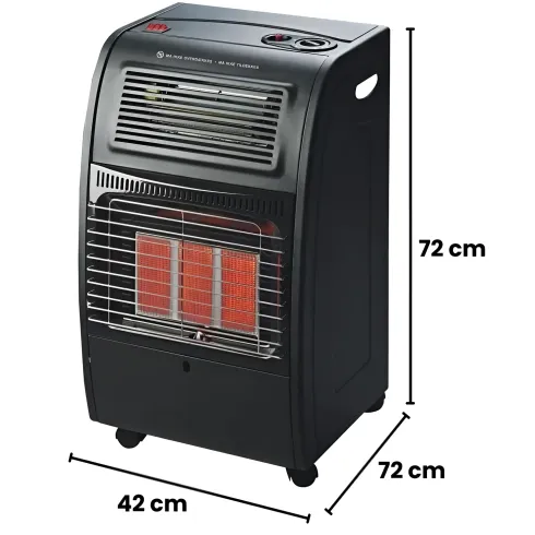 Stufa a Infrarossi Gas 4200W da Soggiorno Turboventilata Nero
