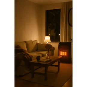 Stufa a Infrarossi Gas 4200W da Soggiorno Turboventilata Nero 2