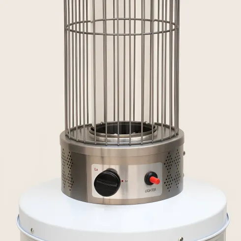 Stufa a Gas a Fungo da Esterno 10500W Cilindrica in Acciaio Bianco