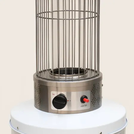 Stufa a Gas a Fungo da Esterno 10500W Cilindrica in Acciaio Bianco