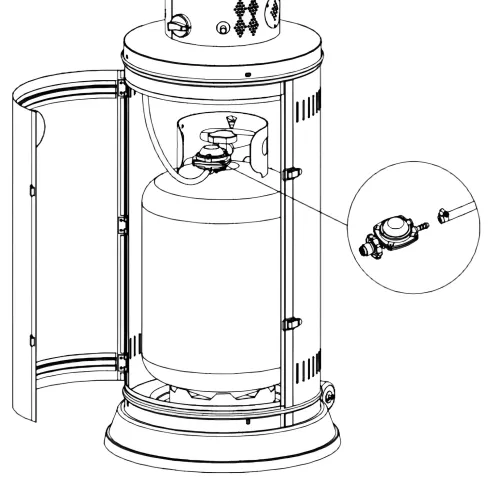 Stufa a Gas a Fungo da Esterno 10500W Cilindrica Acciaio Inox Lucido