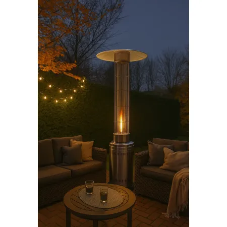 Stufa a Gas a Fungo da Esterno 10500W Cilindrica Acciaio Inox Lucido