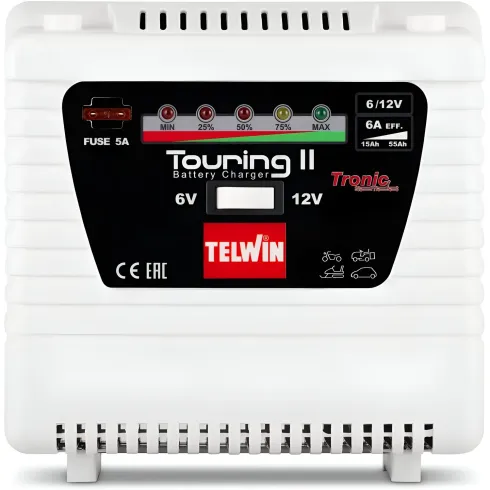 Caricabatteria Auto Moto 6/12V Portatile Bianco con Amperometro