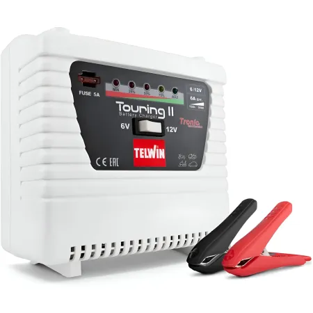 Caricabatteria Auto Moto 6/12V Portatile Bianco con Amperometro