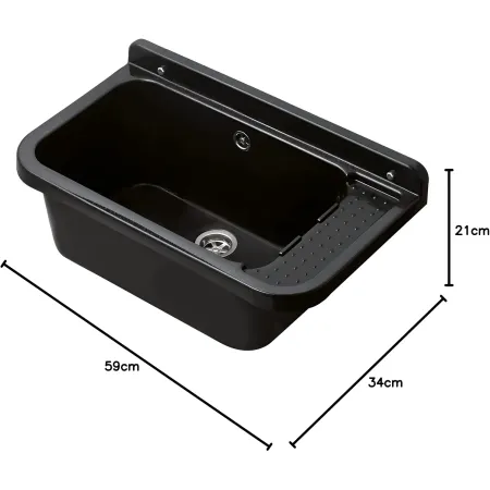 Pilozzo per Esterno Lavello a Muro 60x34 cm Lavabo Nero da Lavanderia