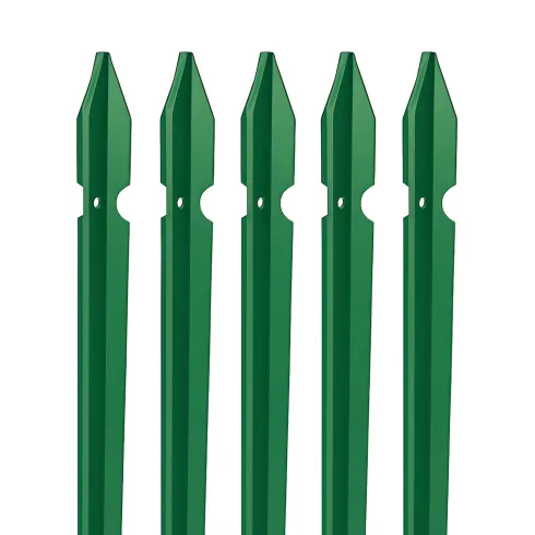 10 Paletti per Recinzione Alti 200 cm 35x35 in Ferro Plastificato Verde Pali a T | BricoShop24
