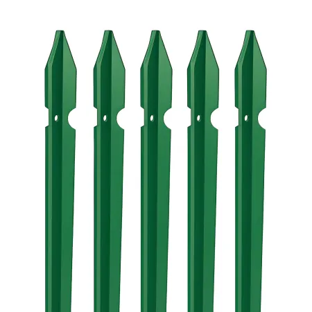 10 Paletti per Recinzione Alti 200 cm 35x35 in Ferro Plastificato Verde Pali a T | BricoShop24