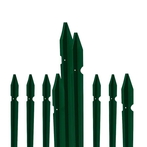 10 Paletti 125 cm per Recinzione in Ferro Plastificato Verde