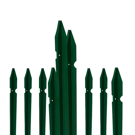 10 Paletti 125 cm per Recinzione in Ferro Plastificato Verde