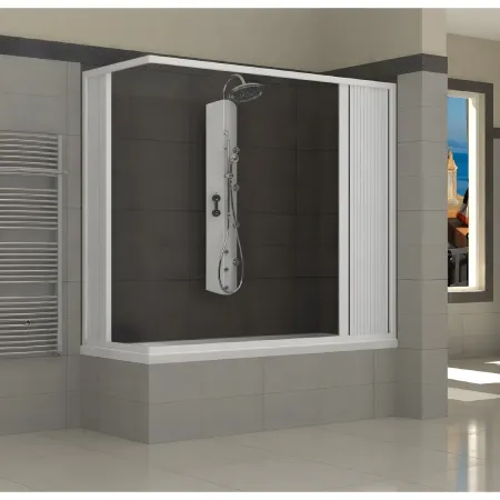 Cabina Box Doccia per Vasca 2 Ante a Soffietto Sopravasca PVC Angolare Colorato | BricoShop24