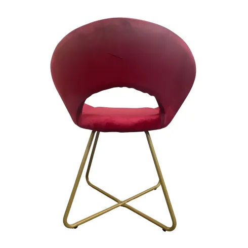 Set 2 Poltrone da Interno in Velluto Rosso con Gambe in Metallo Dorato