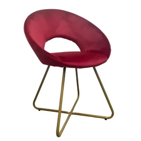 Set 2 Poltrone da Interno in Velluto Rosso con Gambe in Metallo Dorato