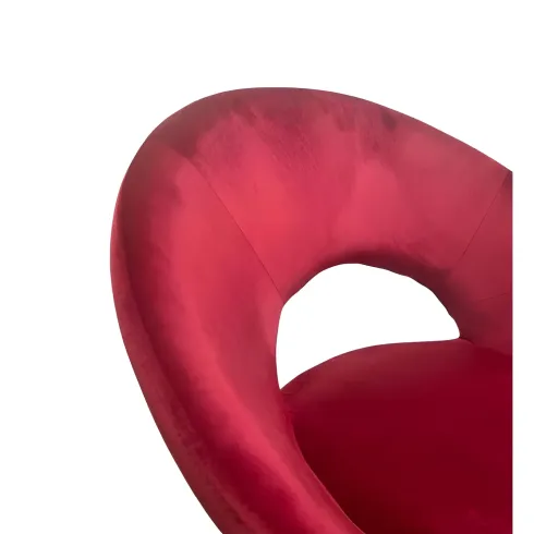 Set 2 Poltrone da Interno in Velluto Rosso con Gambe in Metallo Dorato