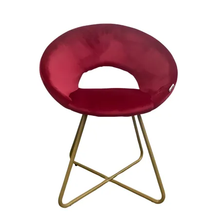 Set 2 Poltrone da Interno in Velluto Rosso con Gambe in Metallo Dorato