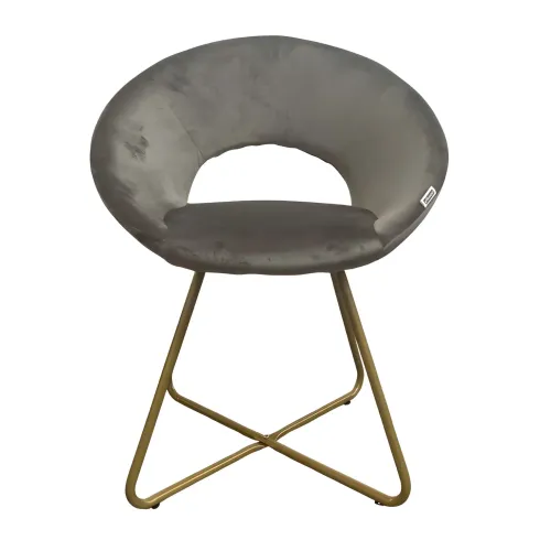 Set 2 Poltrone da Interno in Velluto Grigio con Gambe in Metallo Dorato