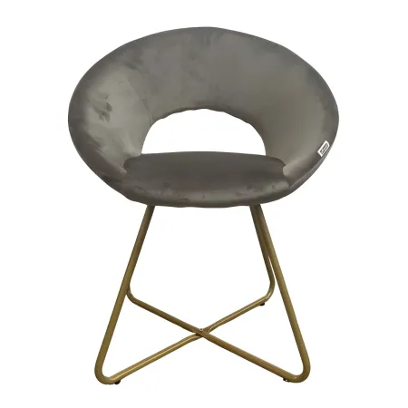 Set 2 Poltrone da Interno in Velluto Grigio con Gambe in Metallo Dorato