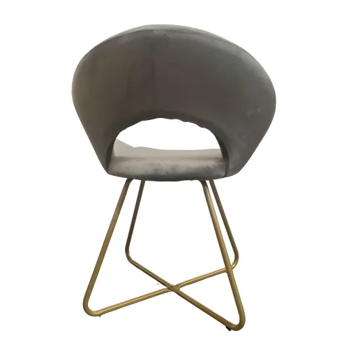 Set 2 Poltrone da Interno in Velluto Grigio con Gambe in Metallo Dorato
