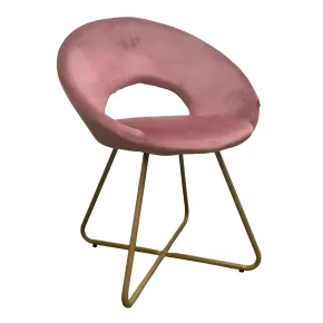 Set 2 Poltrone da Interno in Velluto Rosa con Gambe in Metallo Dorato