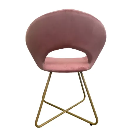 Set 2 Poltrone da Interno in Velluto Rosa con Gambe in Metallo Dorato