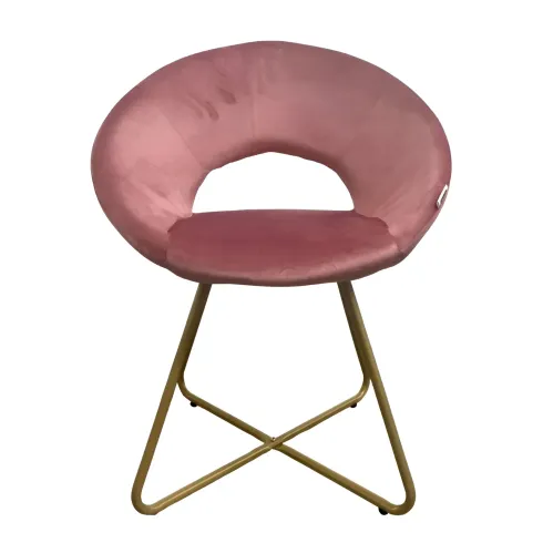 Set 2 Poltrone da Interno in Velluto Rosa con Gambe in Metallo Dorato