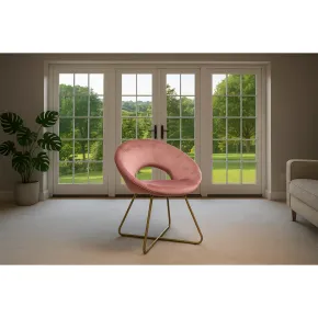 Set 2 Poltrone da Interno in Velluto Rosa con Gambe in Metallo Dorato 2