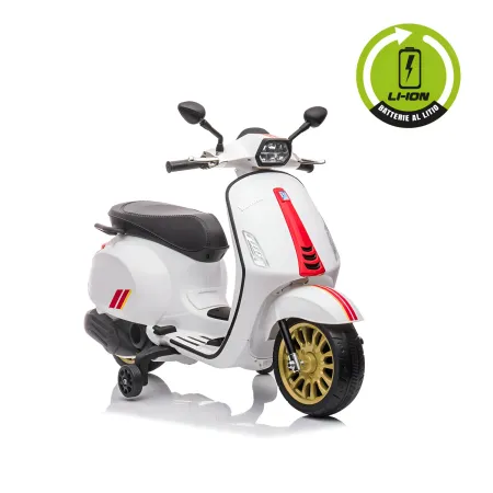 Vespa Sprint Elettrica per Bambini 12V Bianco Luci LED Moto Scooter