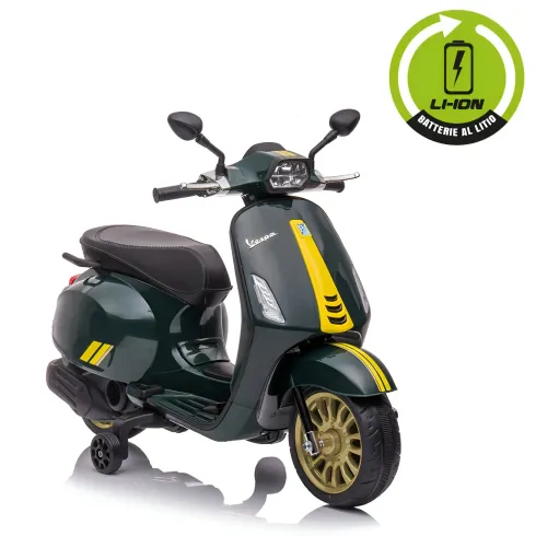 Vespa Sprint Elettrica per Bambini 12V Verde Luci LED Moto Scooter