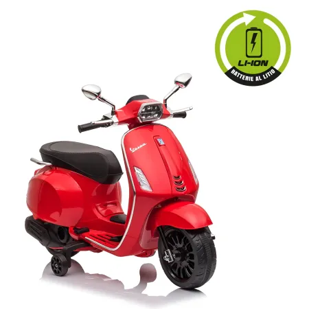 Vespa Sprint Elettrica per Bambini 12V Rossa Luci LED Moto Scooter
