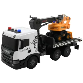 Camion Giocattolo con Gru e Escavatore Scania Luci e Suoni Realistici
