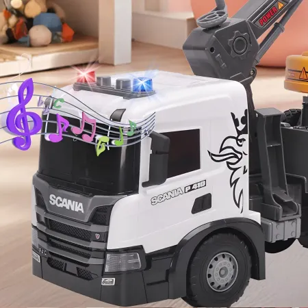 Camion Giocattolo con Gru e Escavatore Scania Luci e Suoni Realistici