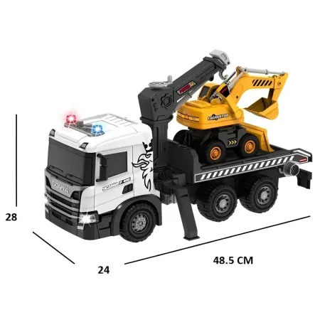 Camion Giocattolo con Gru e Escavatore Scania Luci e Suoni Realistici