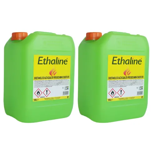 2 Taniche Bioetanolo Naturale 10L Combustibile Ecologico per Biocamini